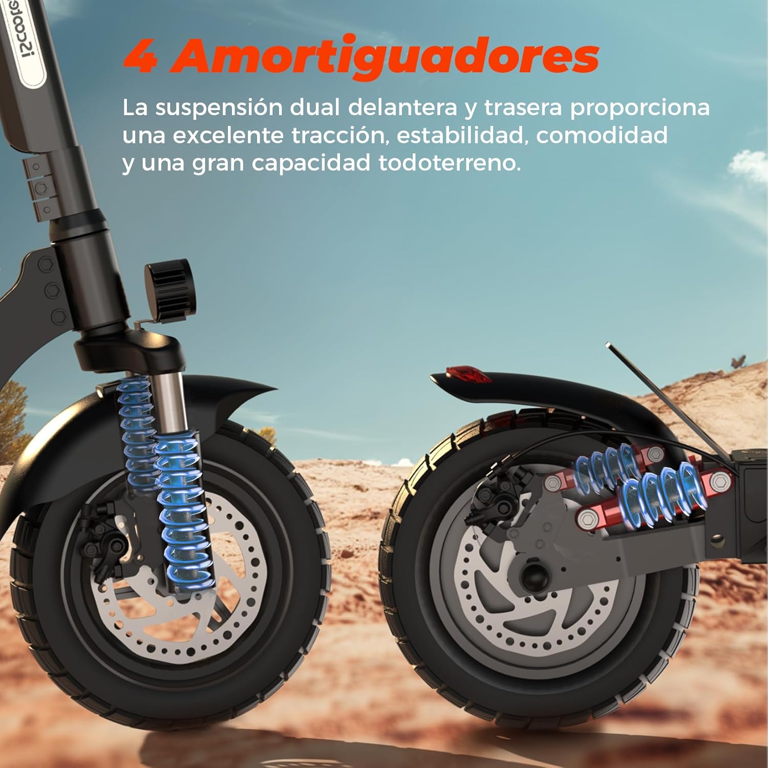 800 W Electric Scooter for Adults, 480 Wh Battery, Maximum Range of 40 km, Foldable Electric Scooter of 10 Inches, App, Maximum Load 120 kg, Adjustable Handlebar, Quadruple Suspension – Bild 7