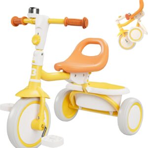 besrey Toddler Tricycle with Bell, Kids Tricycle Age 2 Years to 5 Years, Kids Tricycles, Toddler Bicycles for 2-3 Years, Toddler Tricycles for 2-4 Years, Yellow