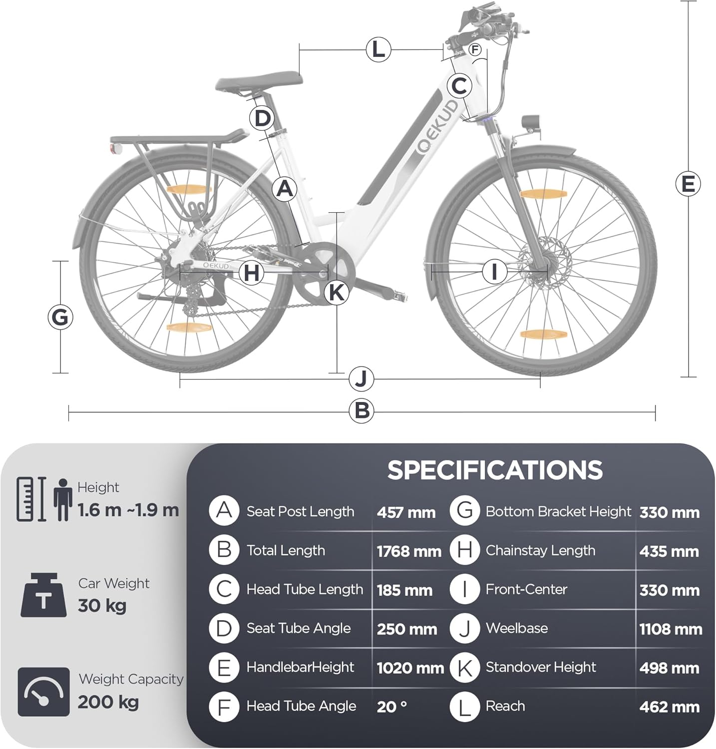 26M208 Electric Bicycle, 26 Inch Electric Bicycle Trekking Bike e-City Bicycle with 36 V 12.5 Ah Li-Ion Battery, Range up to 100 km in Hybrid Mode, 250 W Motor, EU Compliant, with App – Bild 6