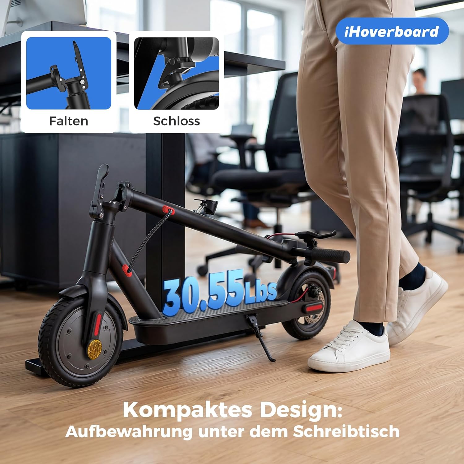 E Scooter with Road Approval | Max 30 km Range, ABE Electric Scooter 350 W Motor, 20 km/h, LED, Dual Brake System Load up to 120 kg, Electric Scooter Lightweight, Compact & Stable for Commuters – Bild 7