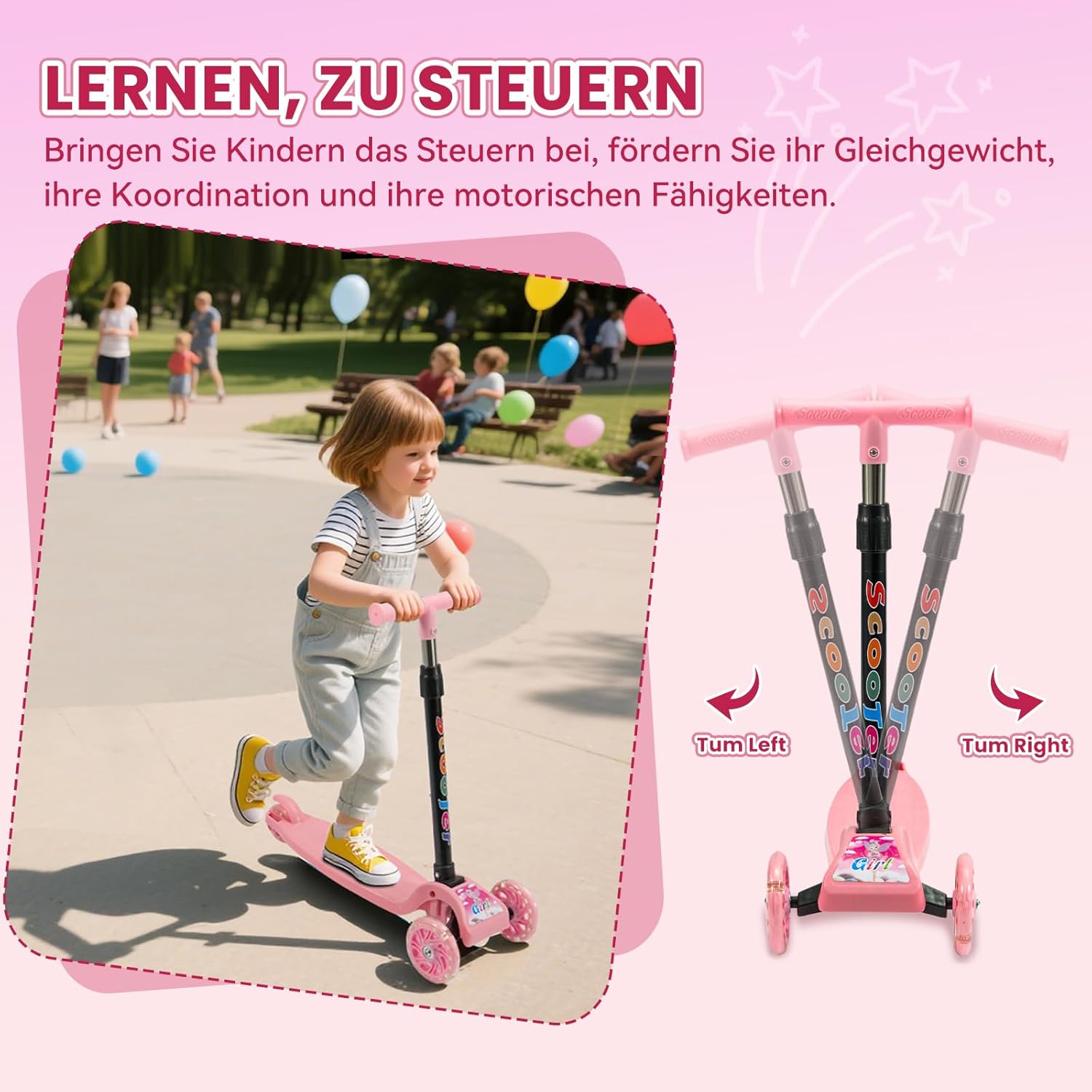 Youyijia Foldable Scooter for Kids, 3 Wheel Scooter with Luminous Wheels, Height Adjustable Handlebar, Luminous Scooter for Boys and Girls – Bild 6