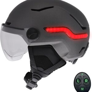 T’nB – Vizion Bike and E-Scooter Helmet for Men and Women, Connected LEDs, Remote Control Indicators, UV Protective Visor, USB-C Battery, Large (Head Circumference 59-61cm) – Black