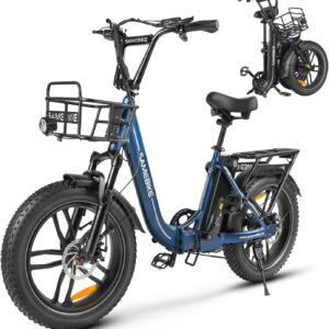 SAMEBIKE E-Bike Folding Bike Electric Bicycle with 20 Inch Fat Tire, 13Ah Lithium Battery for Long Range up to 120 KM, 7-Speed All-Terrain Ebike Men for MTB, Beach & Snow