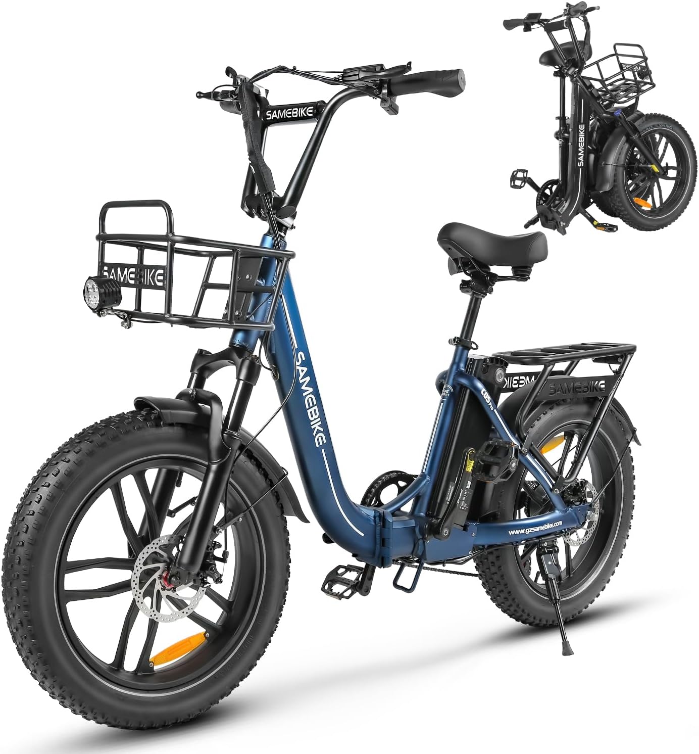 SAMEBIKE E-Bike Folding Bike Electric Bicycle with 20 Inch Fat Tire, 13Ah Lithium Battery for Long Range up to 120 KM, 7-Speed All-Terrain Ebike Men for MTB, Beach & Snow