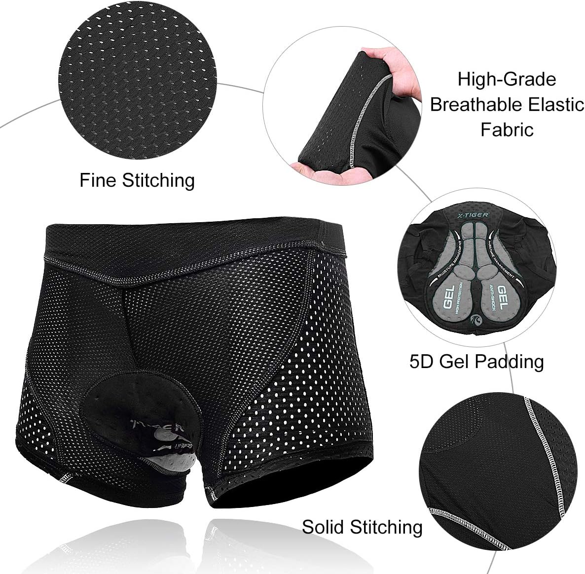 X-TIGER Men's Cycling Shorts Cycling Briefs with 5D Seat Padding Bicycle MTB Underwear Pro Bike Boxers – Bild 4