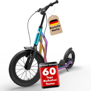 STAR SCOOTER Children’s Kick Scooter from 7-8 Years | 16/12 Inch Mixed City Kick Scooter Pneumatic Tyres