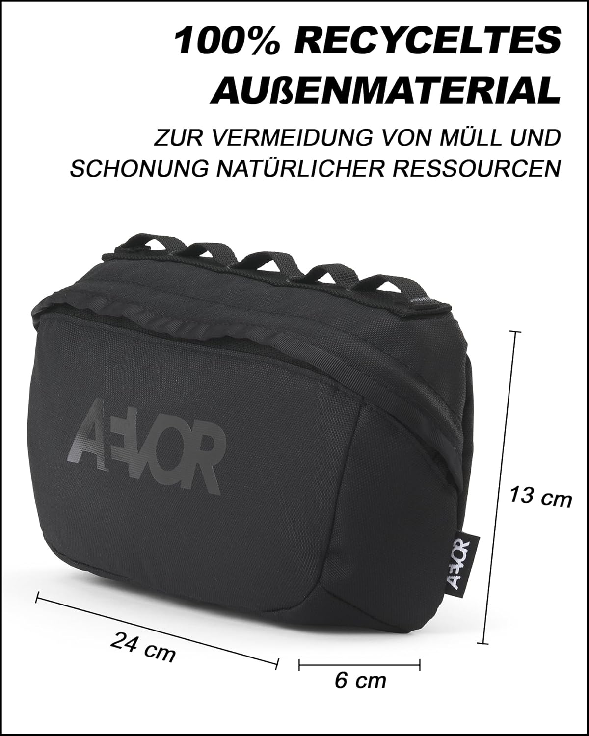AEVOR Bar Bag Mini Black Eclipse - Handlebar Bag Bicycle - Water-Repellent - 1 L Volume - 2 Inner Pockets - Sustainable - PFC-Free Impregnation – Bild 5