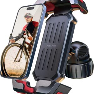 Pnitri Mobile Phone Holder Bicycle, Bicycle Mobile Phone Holder Handlebar – [Improved Installation], E Scooter Mobile Phone Holder, Universal Mobile Phone Holder Bicycle Handlebar for iPhone, Samsung Smartphones