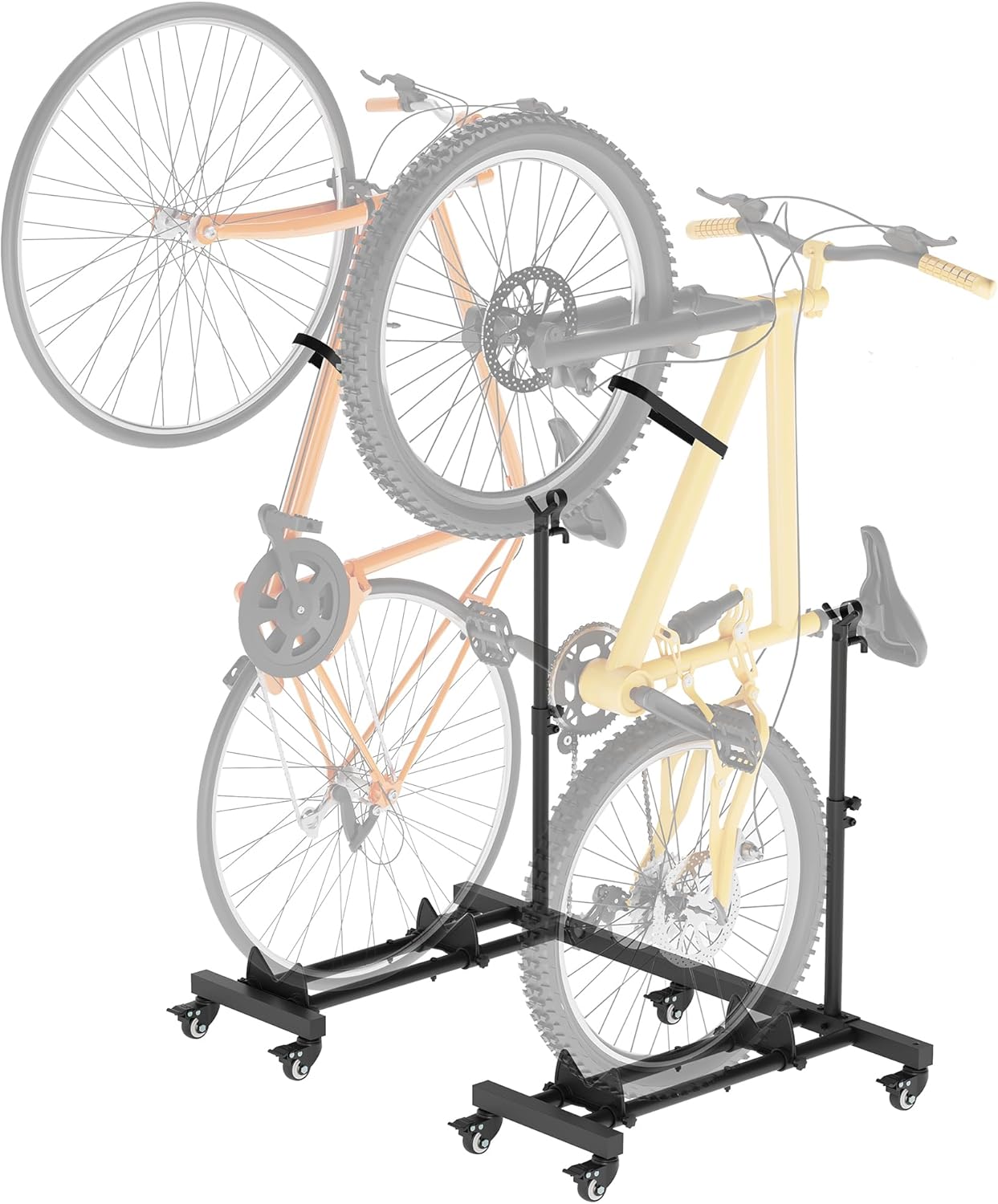Vertical Bicycle Stands (Pack of 2), Floor Bicycle Stand for Garage, Height-Adjustable Bicycle Stand for Indoor Use for Garage & Home, for Rim Sizes up to 74 cm