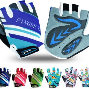 Cycling Gloves Kids Fingerless for Boys Girls Age 4-12, MTB Gloves Pair Girls Boys Outdoor Sports Road Bike Bicycle Half Finger Gloves Spring Summer