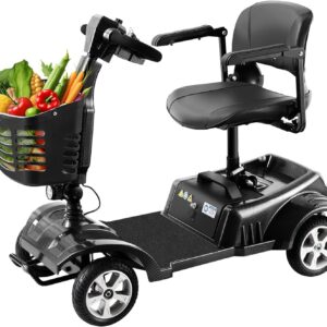 Electric Scooter for Seniors, Foldable & Lightweight, Large Outdoor Tyres for Secure Grip on All Surfaces, Range 20 km, Black