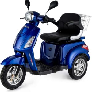 Tricycle Electric Mobility/Recreational Scooter + Accessories 8 mph / 16 mph 48V 80AH 500W – ZT15 (Blue)