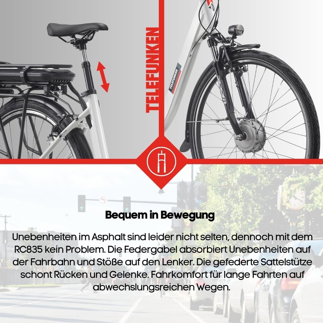 TELEFUNKEN E-Bike 28 Zoll Fahrrad für Damen & Herren | Pedelec Citybike mit 3-Gang Nabenschaltung | Rücktritt | Elektrofahrrad 250 W Frontmotor | 468 Wh Li-Ion Akku | EBike Multitalent RC835 – Bild 7