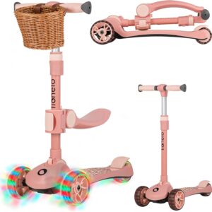 LIONELO Franky 2-in-1 Children’s Balance Scooter from 3 Years up to 50 kg Balance Bike from 1 Year up to 20 kg Height Adjustable LED Wheels Non-Slip Running Board Basket
