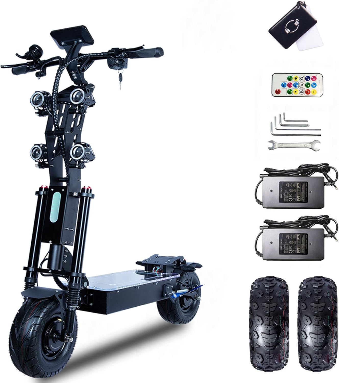 HWWH P3 E Scooter E Scooter Electric Scooter Fast Adult Foldable 13 Inch NFC Start 3-Speed Gear Double Motor Double Hydraulic Suspension 60 V 50 Ah Li-ion Battery – Bild 2