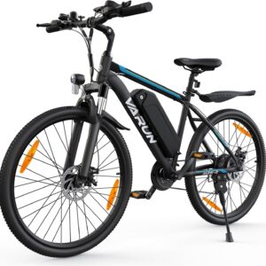 VARUN E Bike, 26 Inches/24 Inch E-Bike Men Women with 48 V/36 V Battery, 250 W Motor, Ebike Mountain Bike with 21/1 Gear, 4 Modes, Aluminium Frame, Electric Bicycle for Adults / Teenagers, Range Max