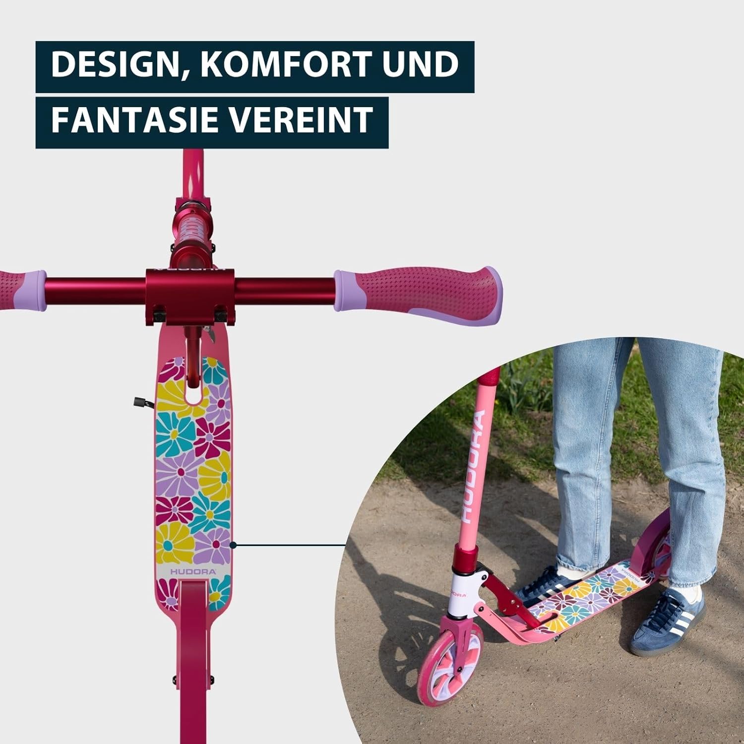 HUDORA BigWheel 205 Advanced Scooter - Daydream Edition - for up to 100 kg - Height-Adjustable & Foldable Scooter - Kick Scooter for Children/Teenagers & Adults – Bild 3
