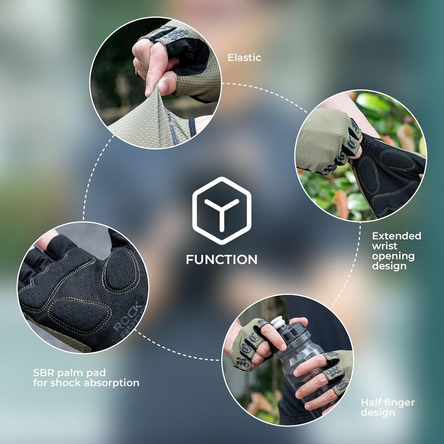 ROCKBROS Cycling Gloves Cycling Gloves Men Women Half Finger Non-Slip Shock Absorbing Gloves Summer for Mountain Bike Road Bike – Bild 4