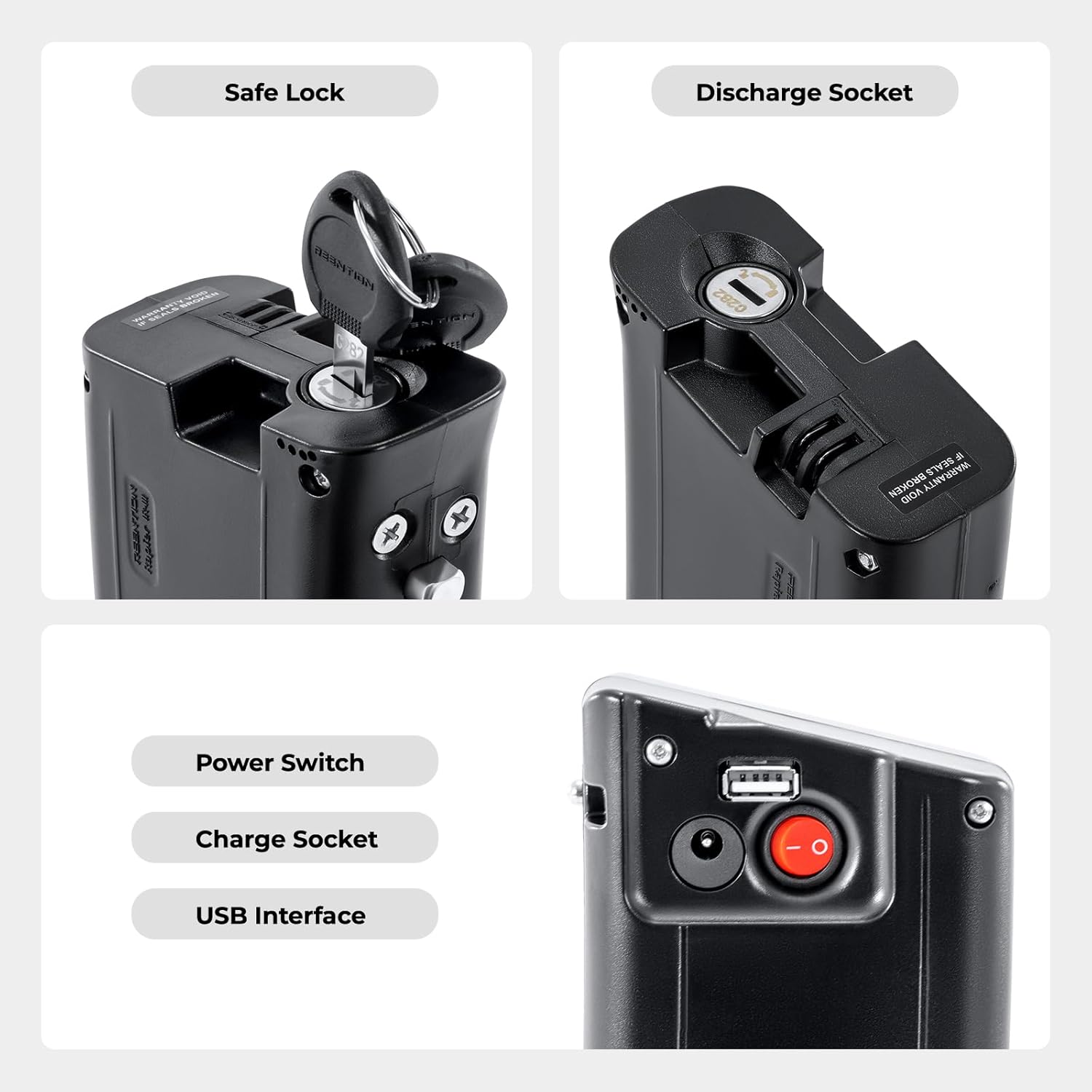 YOSE POWER Folding Bike Replacement Battery 36 V 10.5 Ah In-Frame Battery for 36 V 250 W / 350 W / 500 W Motor with USB Suitable for Reention Rapier IR III, DeHawk, Emina Bike – Bild 5