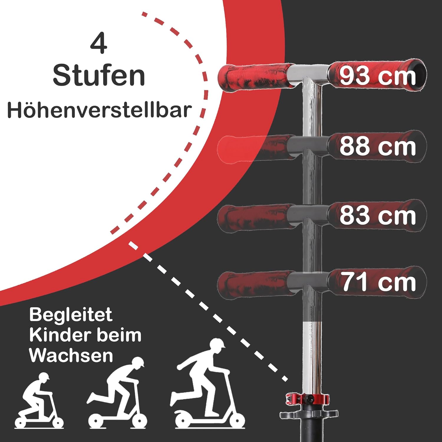Habib Gruppe Kick Roller Children's Scooter - Foldable, 4 Levels Height Adjustable, XXL Wheels, Maximum Load 100 kg, Kick Scooter City Scooter for Large and Small – Bild 7