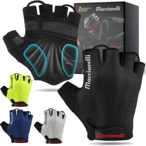 MACCIAVELLI – Men’s Cycling Gloves | Padded, Breathable, Safe | MTB Cycling Gloves for Men & Women | Fingerless Cycling Gloves with Gel Inserts – Ideal for MTB/Road Bike/Trekking