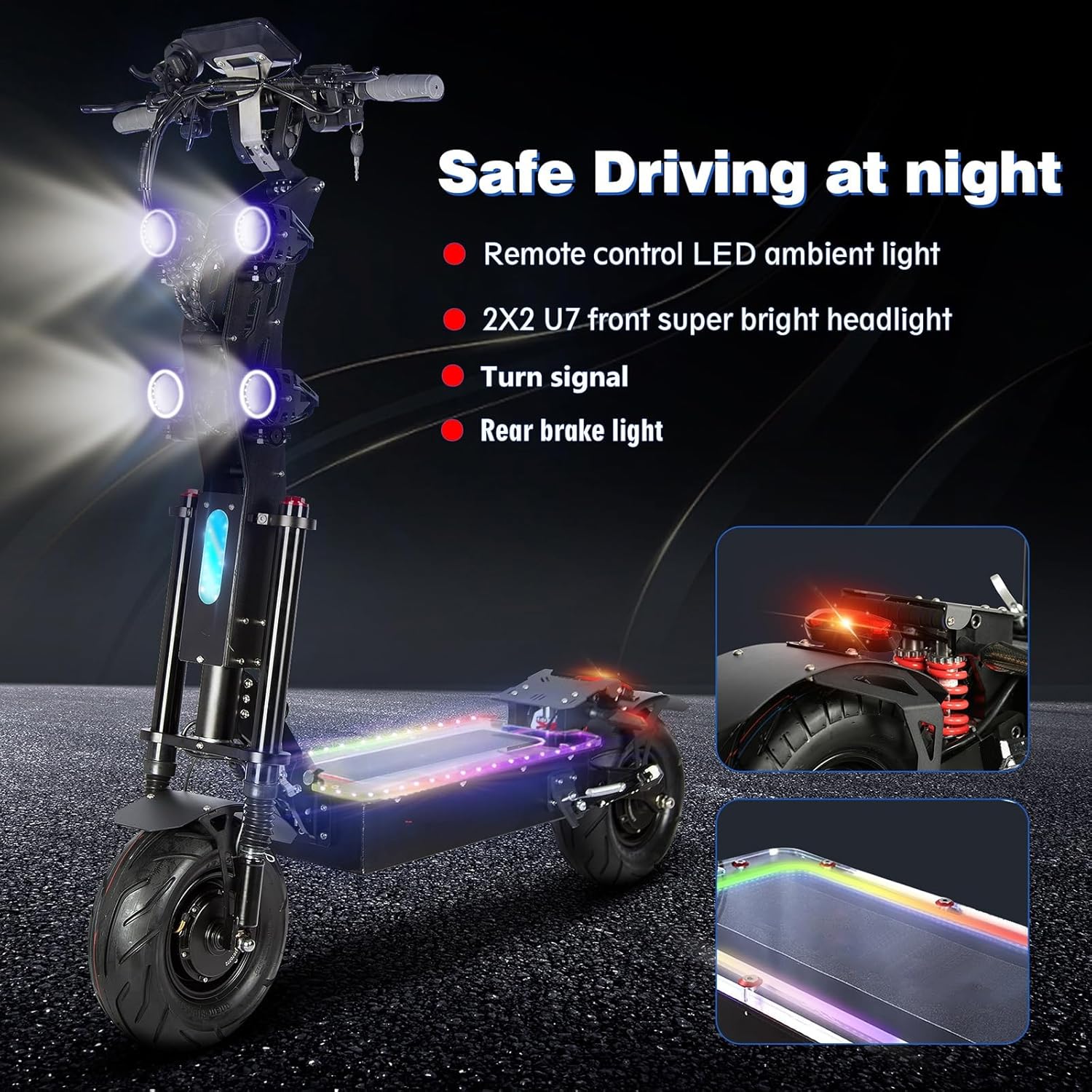 HWWH P3 E Scooter E Scooter Electric Scooter Fast Adult Foldable 13 Inch NFC Start 3-Speed Gear Double Motor Double Hydraulic Suspension 60 V 50 Ah Li-ion Battery – Bild 4