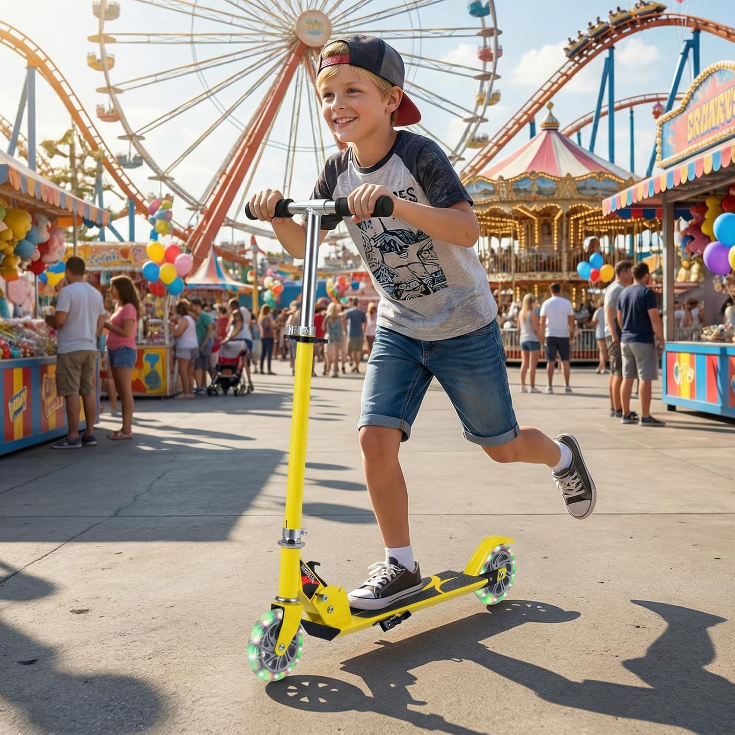 COSTWAY Children's Scooter with LED Wheels, Children's Scooter from 4 Years, 70 kg Load Capacity, City Scooter, Height Adjustable, Children's Kick Scooter for Boys and Girls – Bild 2