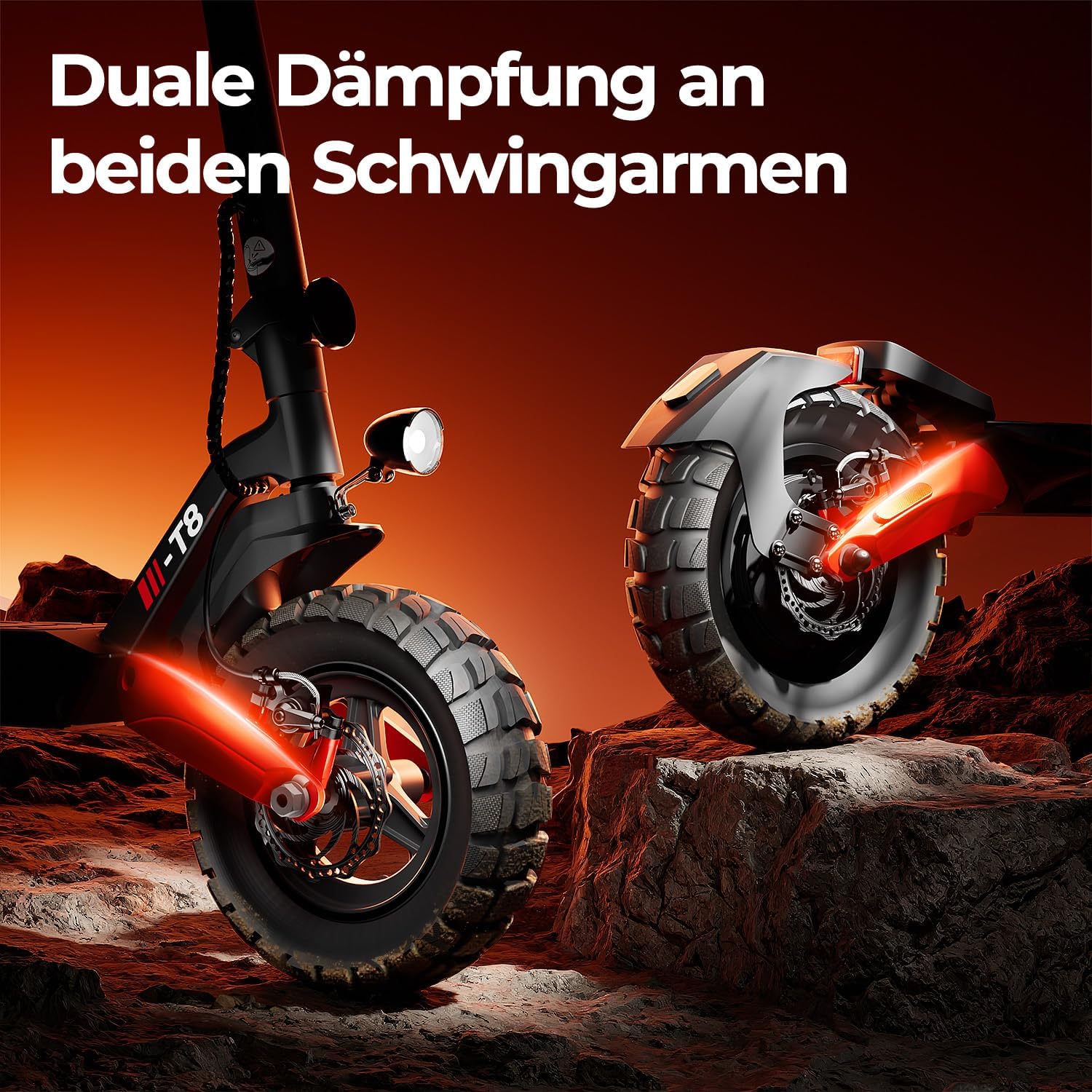 E Scooter with Road Legal, 80-100 km Range, 48 V 15 Ah, 10 Inch Offroad Pneumatic Tyres, ABE Electric Scooter with Double Shock Absorption, Foldable E Scooter, Off-Road Load – Bild 4