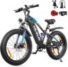 VARUN E Bike, 26 x 4.0 Zoll Ebike Herren mit 85Nm 250W Motor, 48V 18AH Akku, bis 150km Reichweite, Vollfederung, 5 PAS LCD-Display, 25km/h, 7 Gang, Offroad E-Bike für alle Geländearten