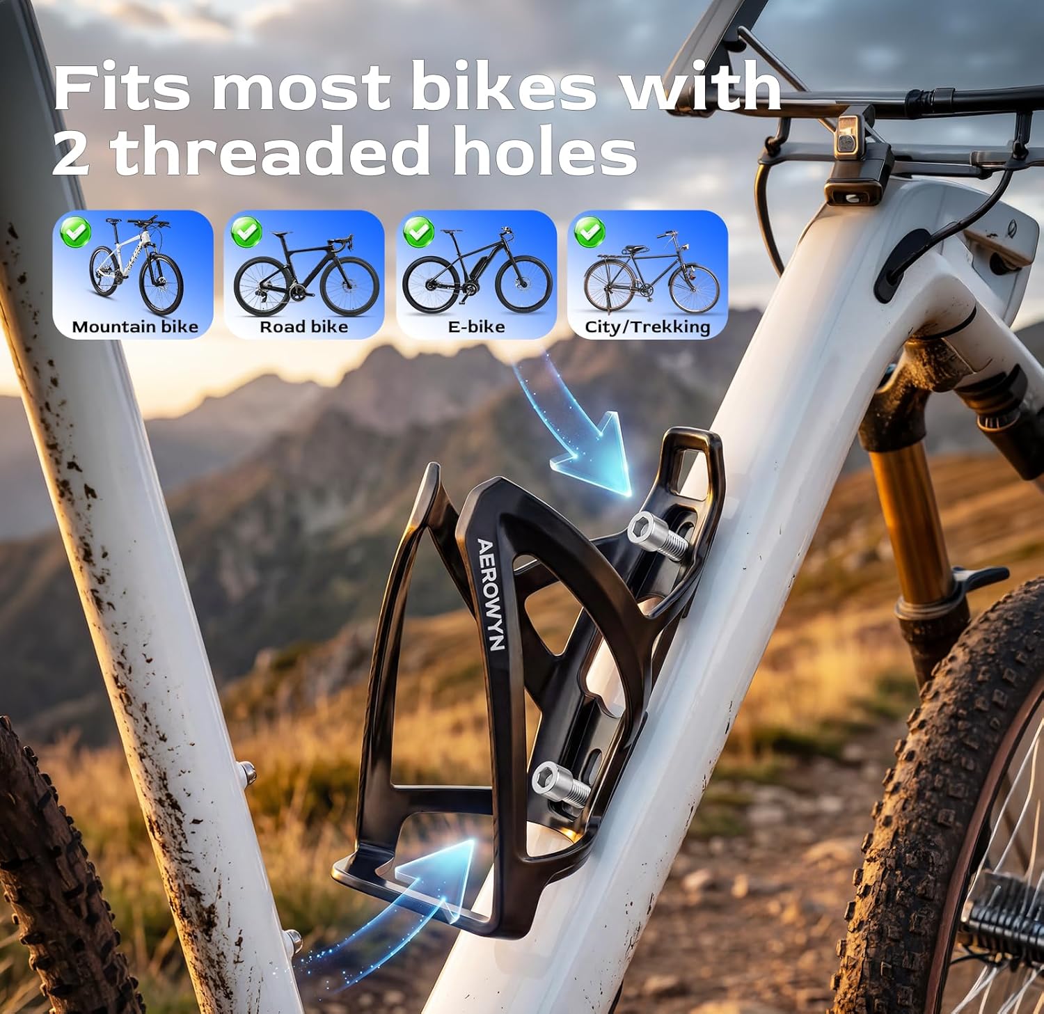 Bottle Holder Bicycle Drink Holder Bicycle Accessories 35G Lightweight PC Water Bottle Holder Bicycle (Pack of 2) for 6.5-8 cm Water Bottles for MTB Road Bike Includes Screws and Mounting Tool – Bild 3