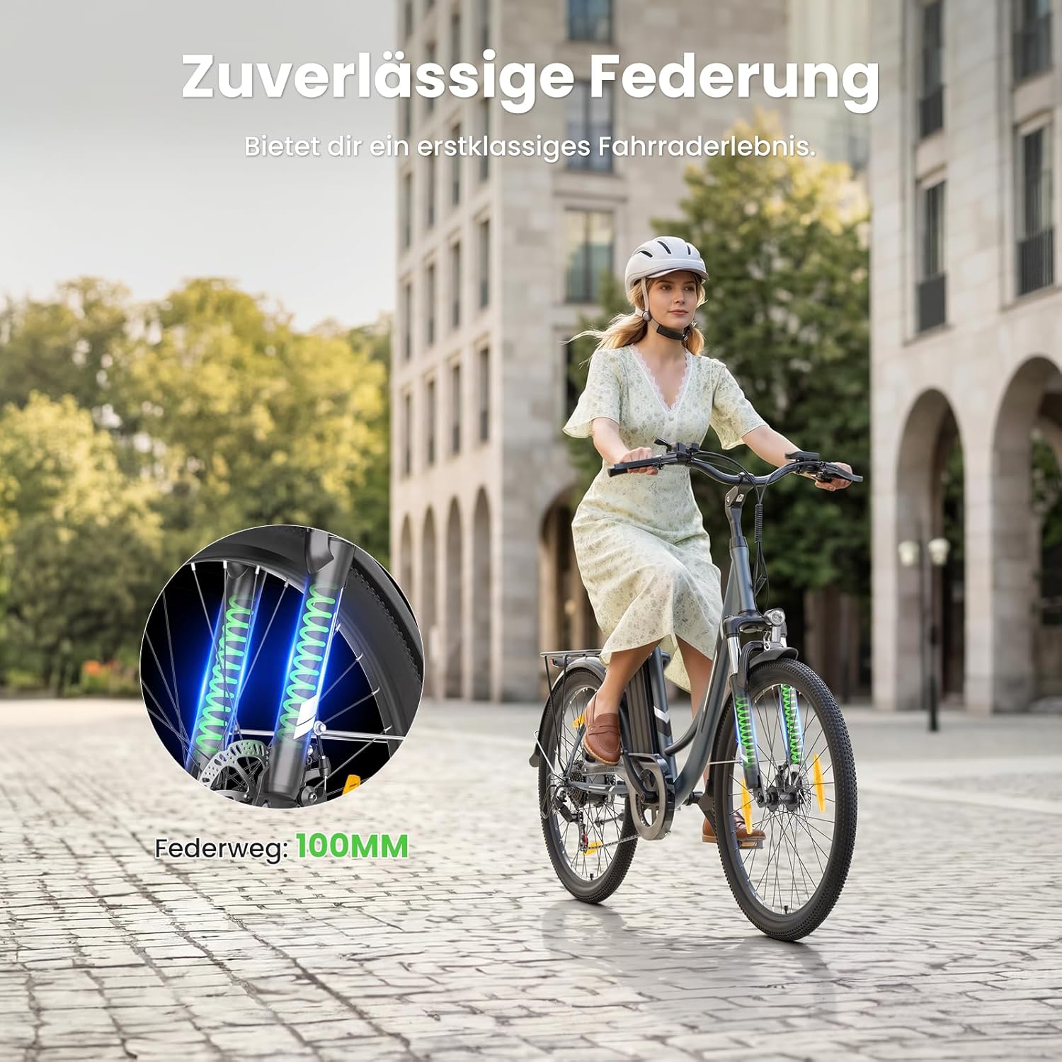 Touroll B1 26 Inch City E-Bike with 250 W Motor and 36 V 15.6 Ah Battery Pedelec City Bikes, Electric Bicycle, Max Speed 25 km/h Max Range 90 km, Adult Men Women Ebike – Bild 7