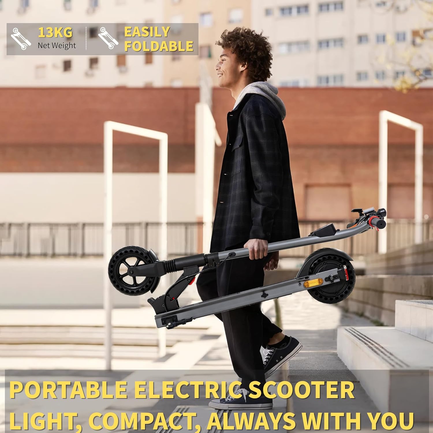 QnQ E Scooter, 2026 8 Inch Foldable Scooter, 500 W/20 km/h Motor, 15 km Range, Puncture-proof Honeycomb Tyres, Children and Teenagers – Bild 7