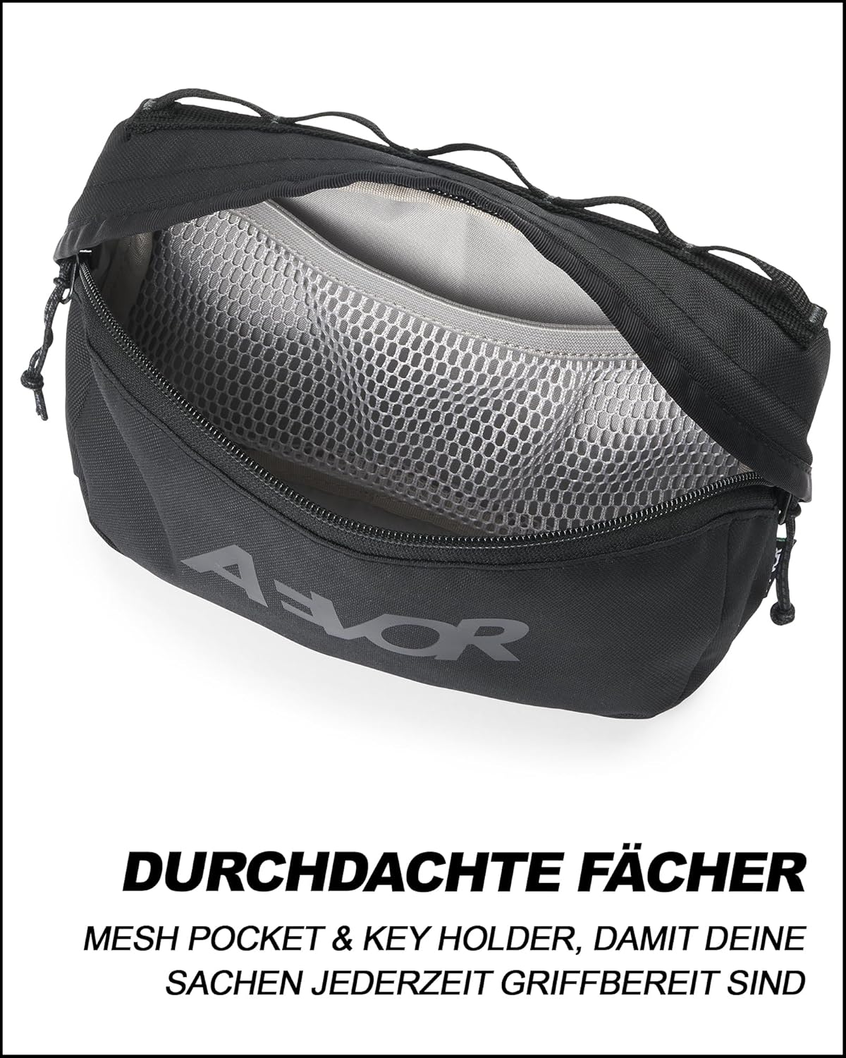 AEVOR Bar Bag Mini Black Eclipse - Handlebar Bag Bicycle - Water-Repellent - 1 L Volume - 2 Inner Pockets - Sustainable - PFC-Free Impregnation – Bild 3