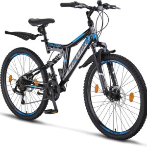 Chillaxx Bike Falcon Premium Mountain Bike in 24, 26, 27.5 and 29 Inch – Bicycle for Boys, Girls, Women and Men – Disc Brake – 21 Speed Gears – Full Suspension