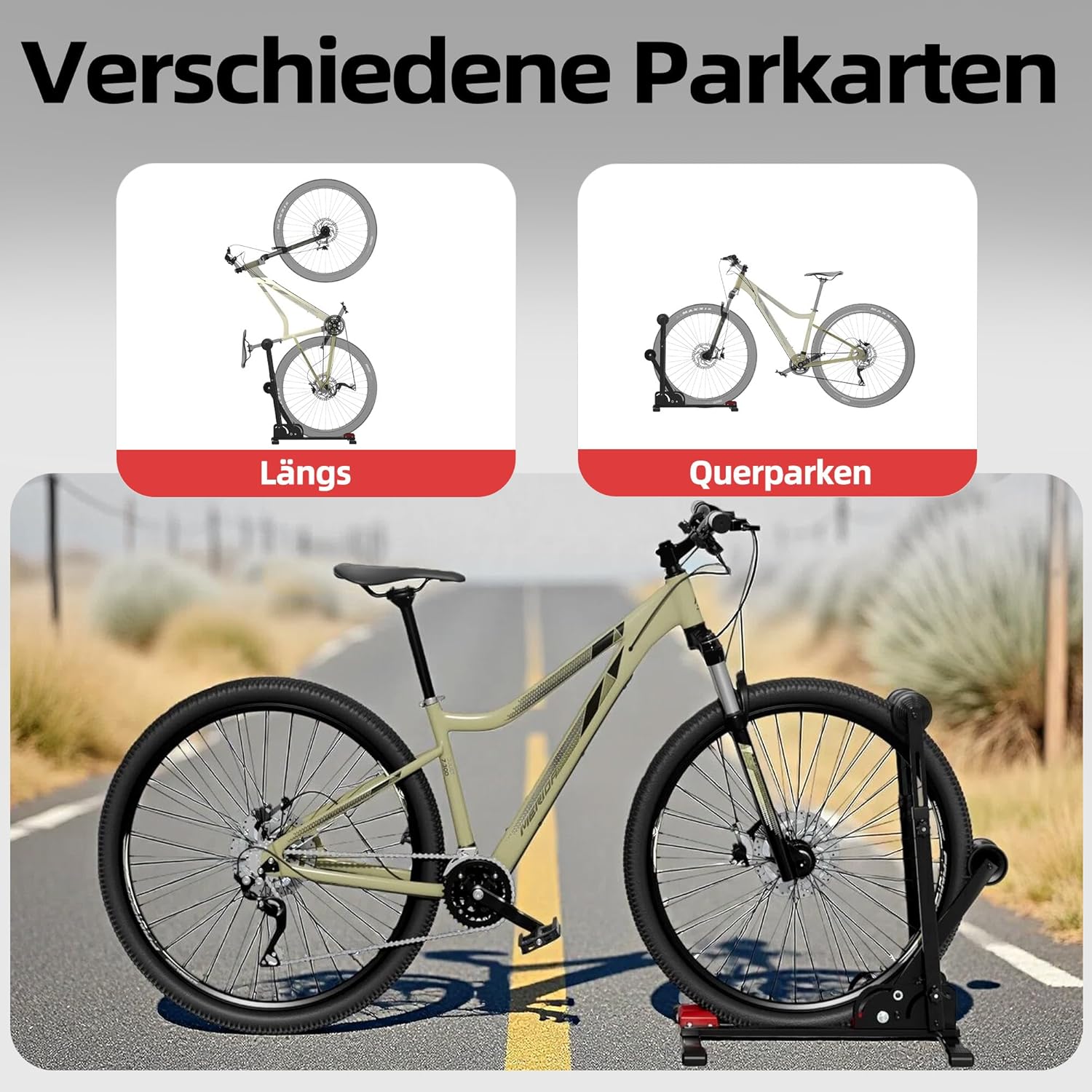 Urban Deco Adjustable Bicycle Stand, Bicycle Stand Floor, Bicycle Stand Road Bike, Suitable for Road Bikes & Mountain Bikes, Stow Away – Bild 4