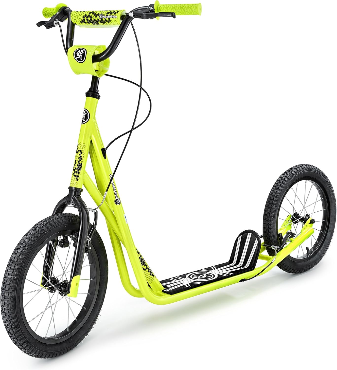 HyperMotion Runkie City Scooter 16 Inch Pneumatic Tyres, Height-Adjustable Handlebar, Double Brake System, Large Scooter for Children from 8 Years, Teenagers and Adults, Yellow – Bild 7