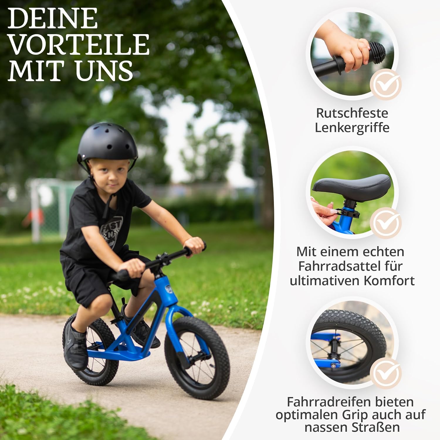Balance Bike from 2 Years, Ultralight with Carry Handle, Magnesium Frame, 12 Inch Wheels, Footrest and Ergonomic Height-Adjustable Seat – Bild 6