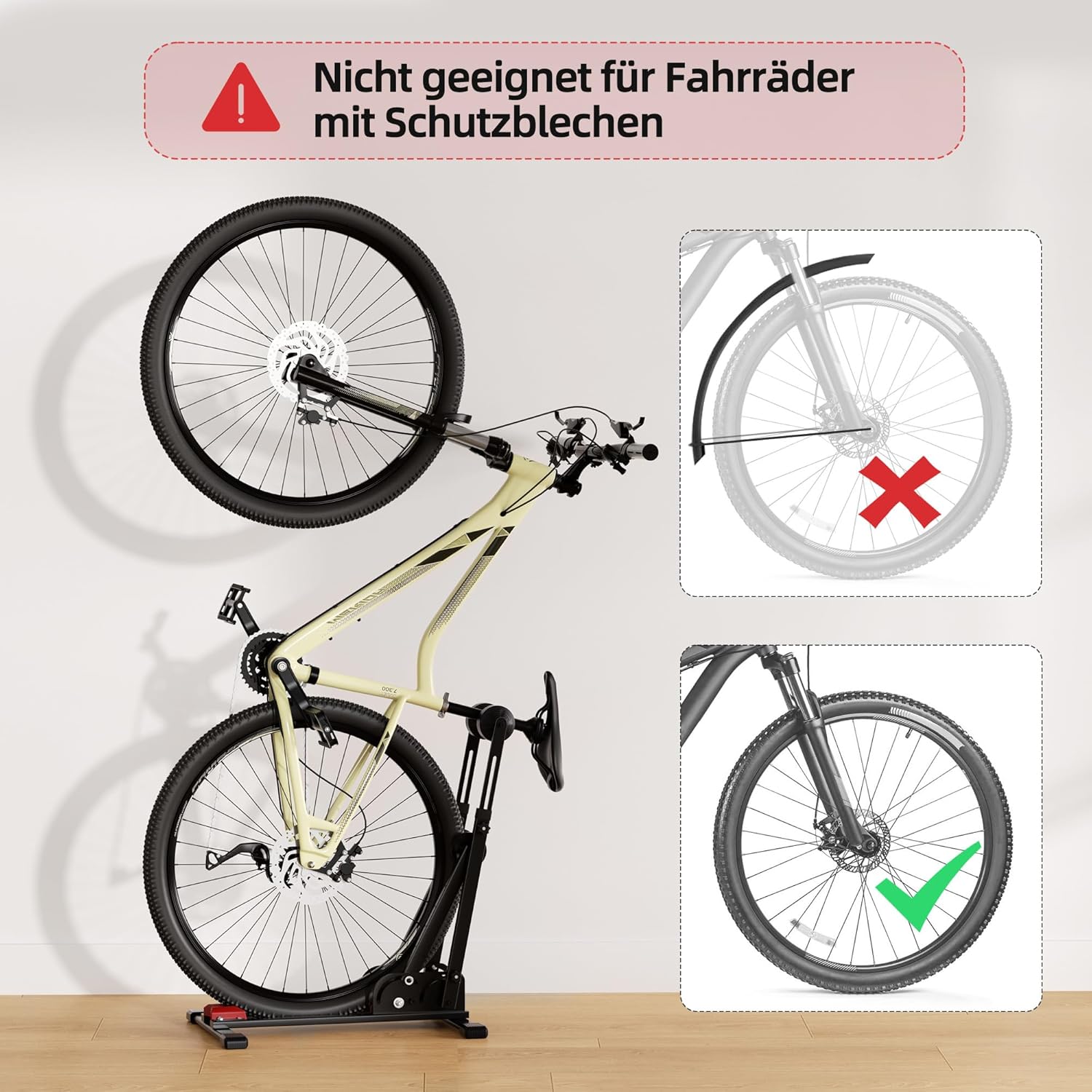 Urban Deco Adjustable Bicycle Stand, Bicycle Stand Floor, Bicycle Stand Road Bike, Suitable for Road Bikes & Mountain Bikes, Stow Away – Bild 6
