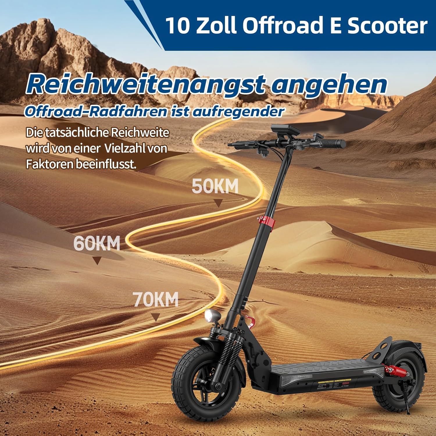 E Scooter mit Straßenzulassung mit Max 70/30KM Reichweite,10/8.5 Zoll Elektroroller mit Komfortable Stoßdämpfer,Faltbarer E Roller Belastung Doppelbremse LED-Licht,APP-Verbindung – Bild 7