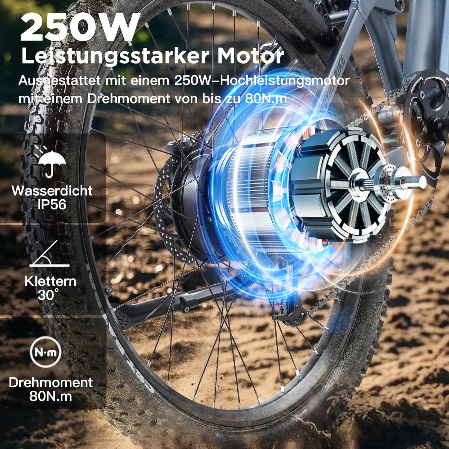 E Bike elektrofahrräder Herren Damen, Ebike 48V 20Ah(960Wh) Akku bis 140km, 27.5x2.8 Zoll Electric Bike 9-Gang Getriebe mit LCD-Display,Vollfederung E Fahrrad 250W Motor 80 N.m, KO1 – Bild 3
