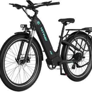 HITWAY E Bike 26X3.0 City Elektrofahrrad Pedelec, 250W City Cruiser E-Bike, 48V 18Ah austauschbarer Akku, max. Reichweite 55–80 km, 7 Gänge, Pendler-Elektrofahrrad für Erwachsene
