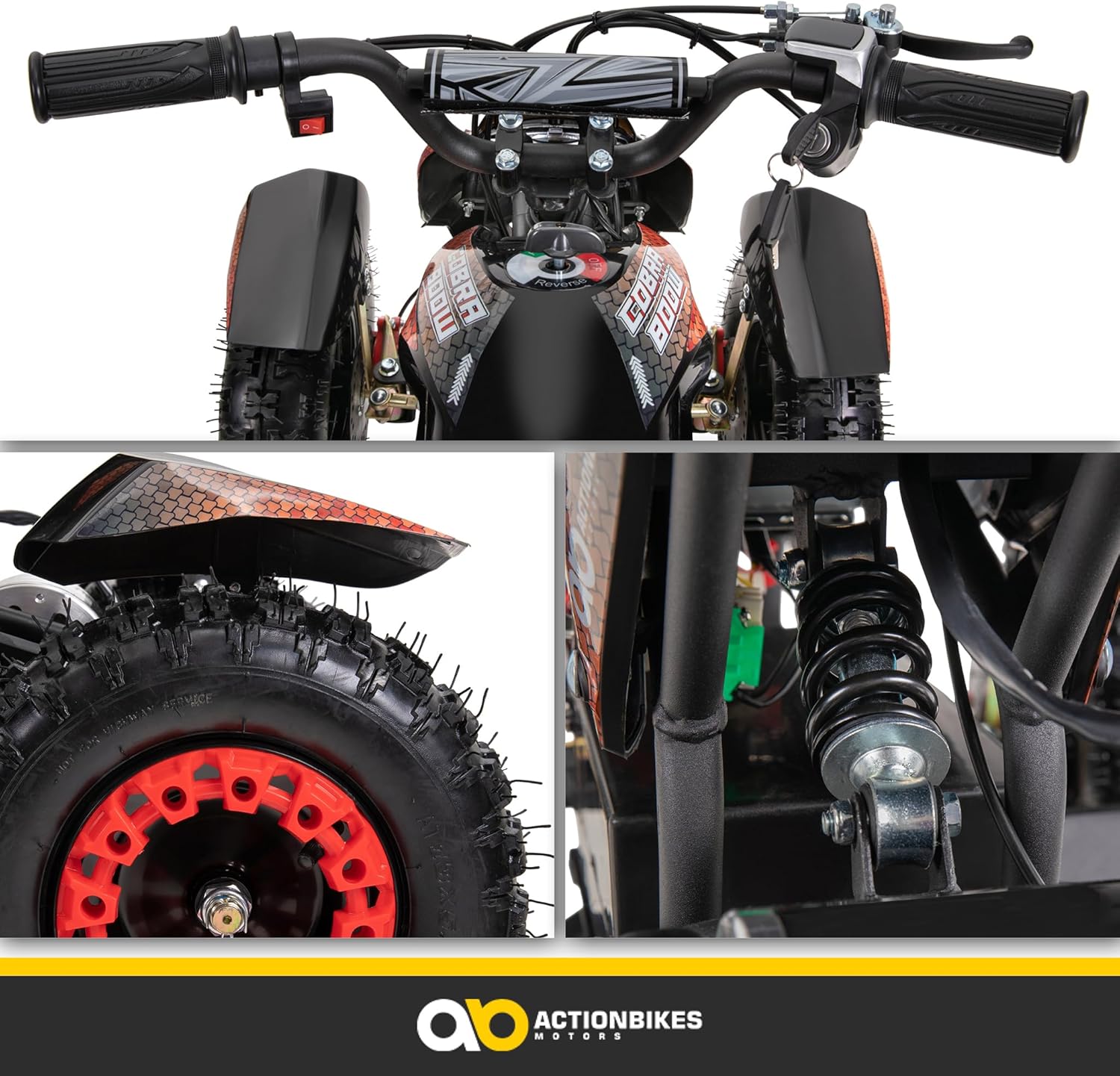 Actionbikes Motors Children's Quad Electric ATV Cobra, 7 Volt 100 Watt Motor up to 25 mph, Children's Quad, Pocket Quad, Safety Touch Foot Switch, Mini Quad for Children from 8 Years (Red/Black) – Bild 9