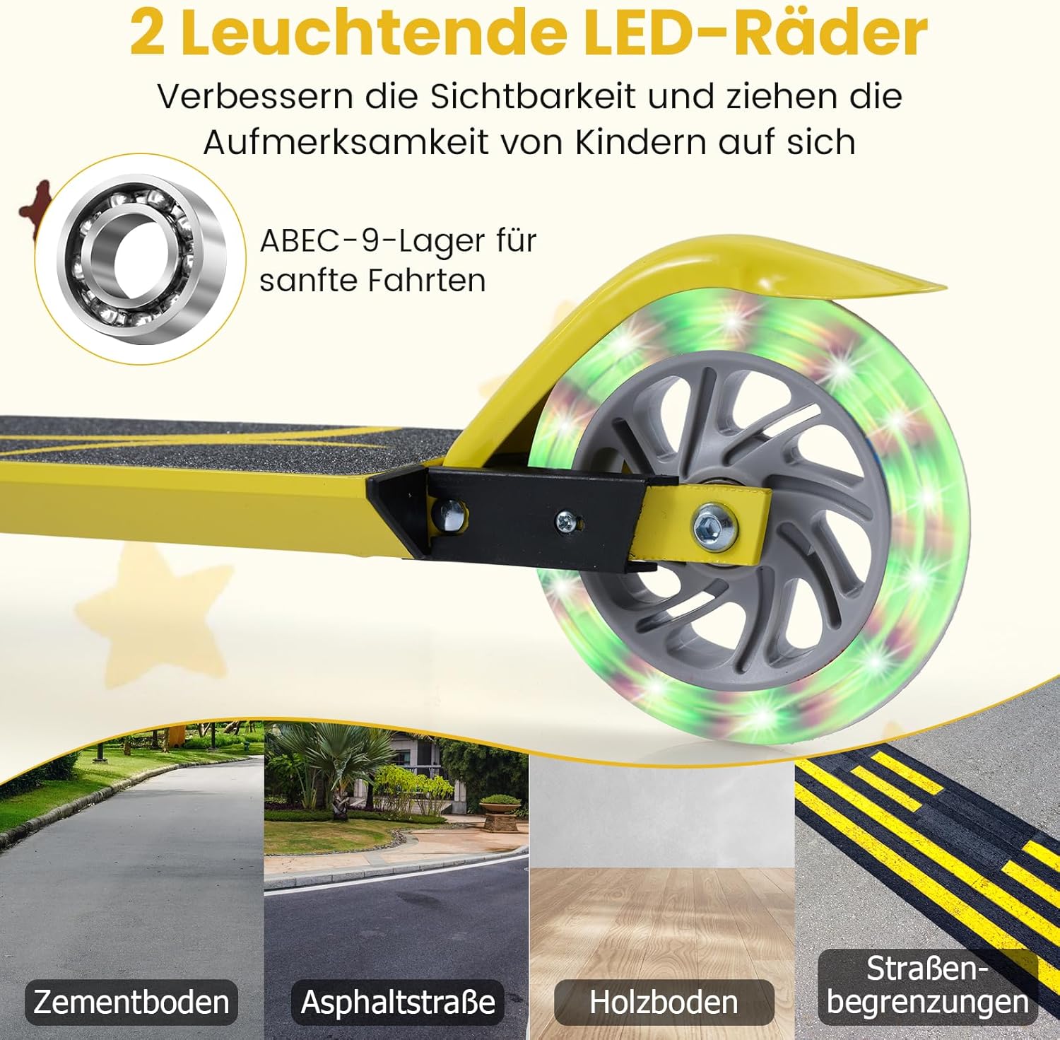 COSTWAY Children's Scooter with LED Wheels, Children's Scooter from 4 Years, 70 kg Load Capacity, City Scooter, Height Adjustable, Children's Kick Scooter for Boys and Girls – Bild 5