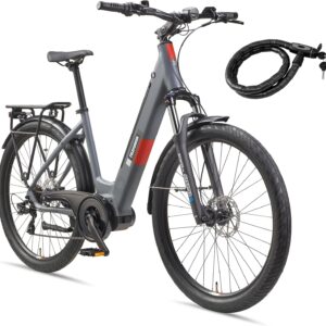 TELEFUNKEN E-Bike Women’s 27.5 Inch Electric Bicycle Middle Motor, 7-Speed Derailleur Gears, Hydraulic Disc Brakes – Pedelec SUV Bike, Includes Bicycle Lock, SUV500