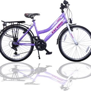 Children’s Bicycle / 24 Inch / 21-Speed / Shimano Grip Shift Mechanism / Lights Compliant with German Road Traffic Regulations / Purple – White