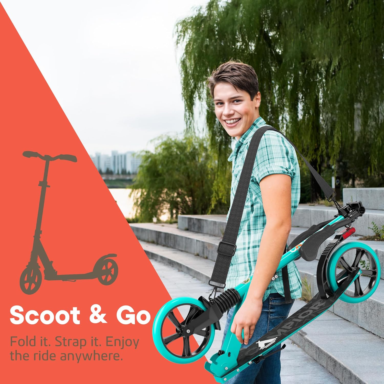 Kick Scooter for Kids Ages 6+ for Kids, Teens and Adults, Max Load 240 Lbs, Foldable 8" Wheels for Kids and Adults, with Stand, 3 Adjustable Levels – Bild 3