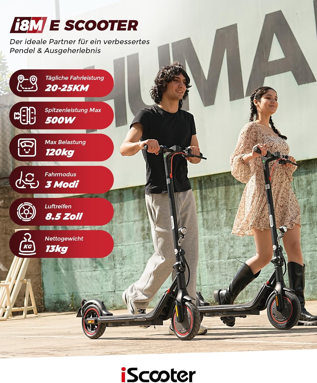 E Scooter with Road Approval for Adults | ABE Electric Scooter - Carefree Freedom in City Max 500 W Motor Max 30/25 km Range for Effortless Commuting & Discovery, Lightweight Electric Scooter with App – Bild 2