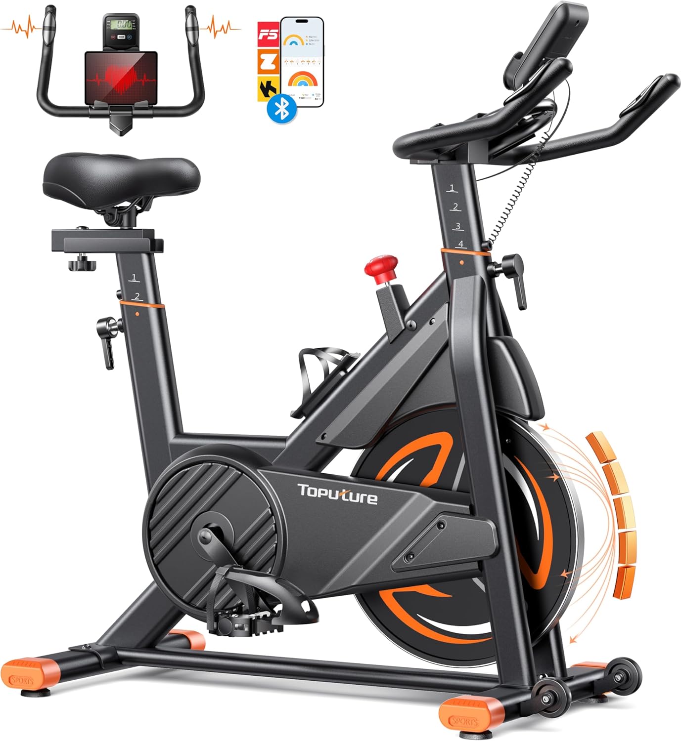 2026 Toputure Heimtrainer Fahrrad mit APP, 0-100% Magnetwiderstand Ergometer, 15KG Schwungrad, Bis 160KG, Hometrainer Indoor Bike mit LCD, Tablet-Halter, Getränkehalter, Ultraleise