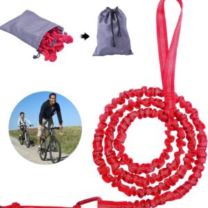 Children’s Bicycle Tow Rope, 3 Metre Tow Strap, Elastic, Load Capacity 500 lbs, Elastic Recovery Tow Strap for Bicycle, MTB or Mountain Bike (Red)