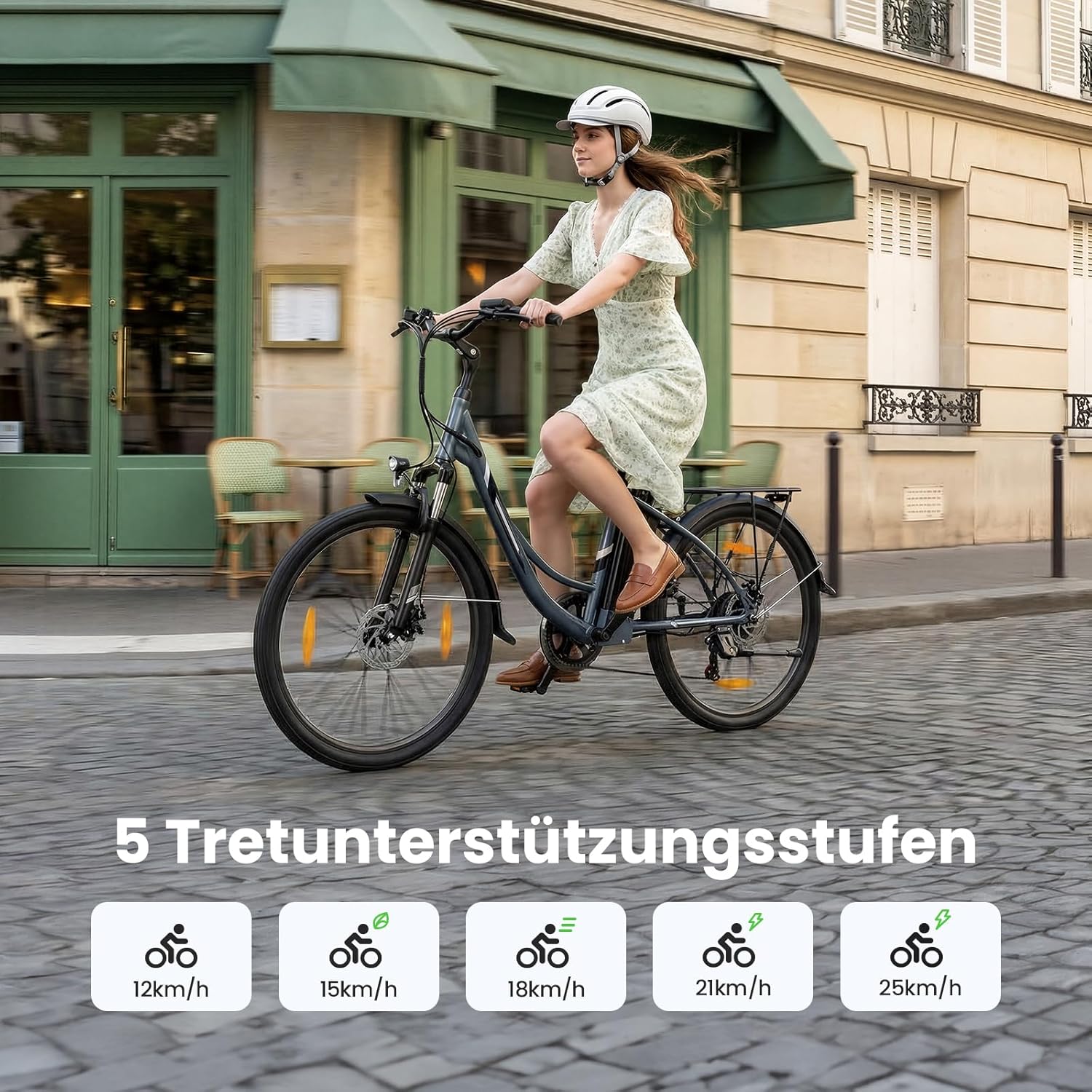 Touroll B1 26 Inch City E-Bike with 250 W Motor and 36 V 15.6 Ah Battery Pedelec City Bikes, Electric Bicycle, Max Speed 25 km/h Max Range 90 km, Adult Men Women Ebike – Bild 5